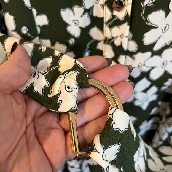 NWT Zara Floral Print Shirt Dress Women's Size Medium M Green - Picture 5 of 7